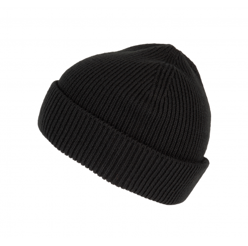 black Gorro de punto canalé con doble dobladillo
