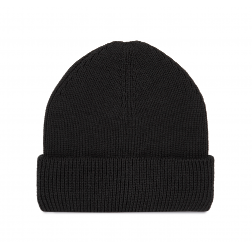 black Gorro de punto canalé con doble dobladillo