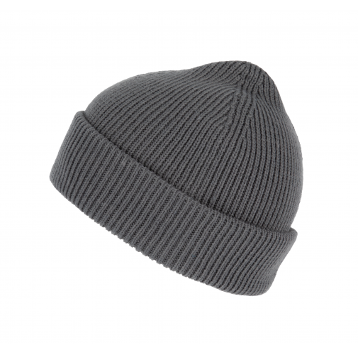 cement grey Gorro de punto canalé con doble dobladillo