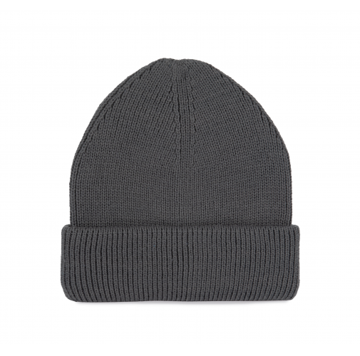 cement grey Gorro de punto canalé con doble dobladillo