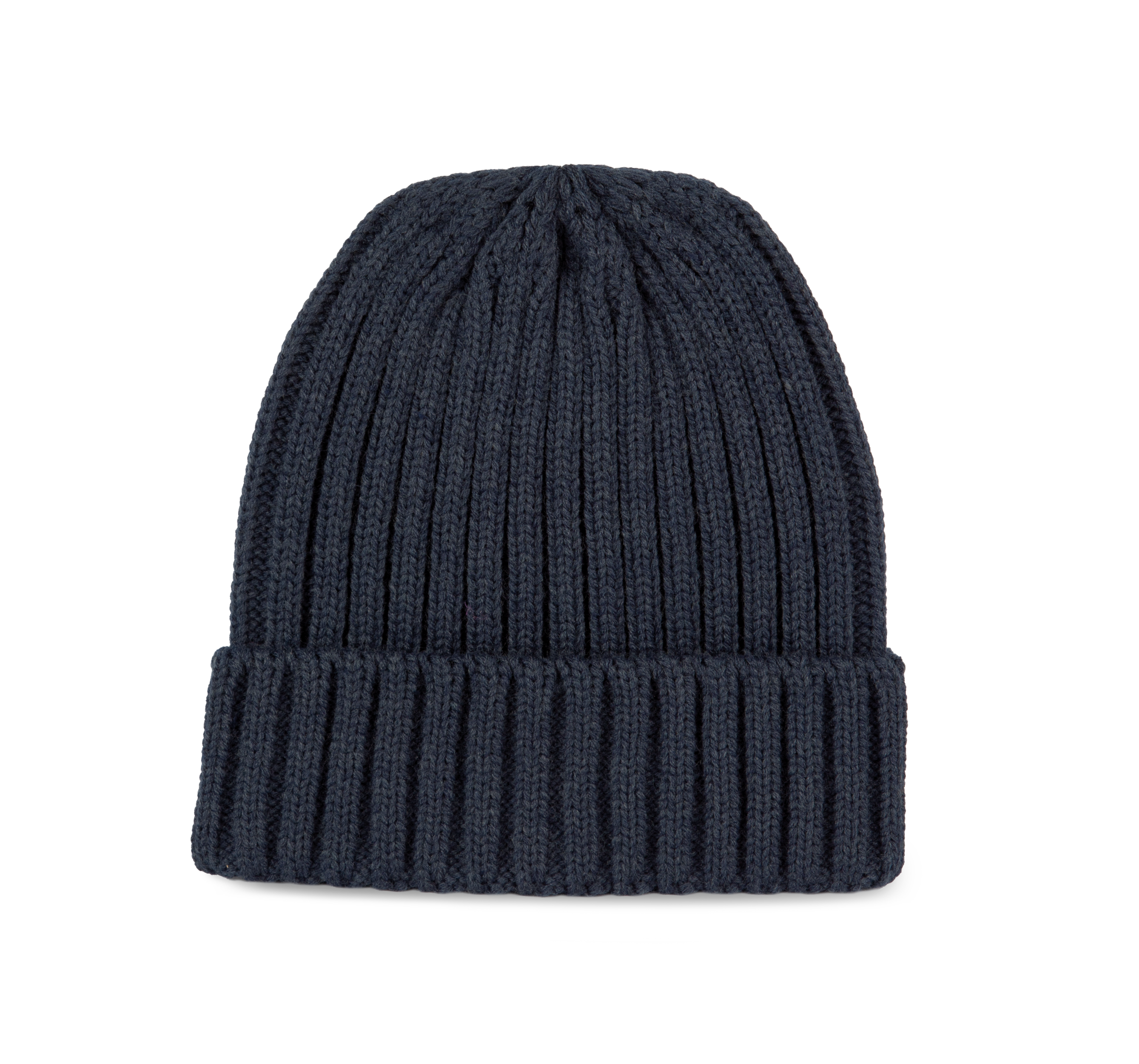 Gorro de punto canalé 2 x 1 con dobladillo