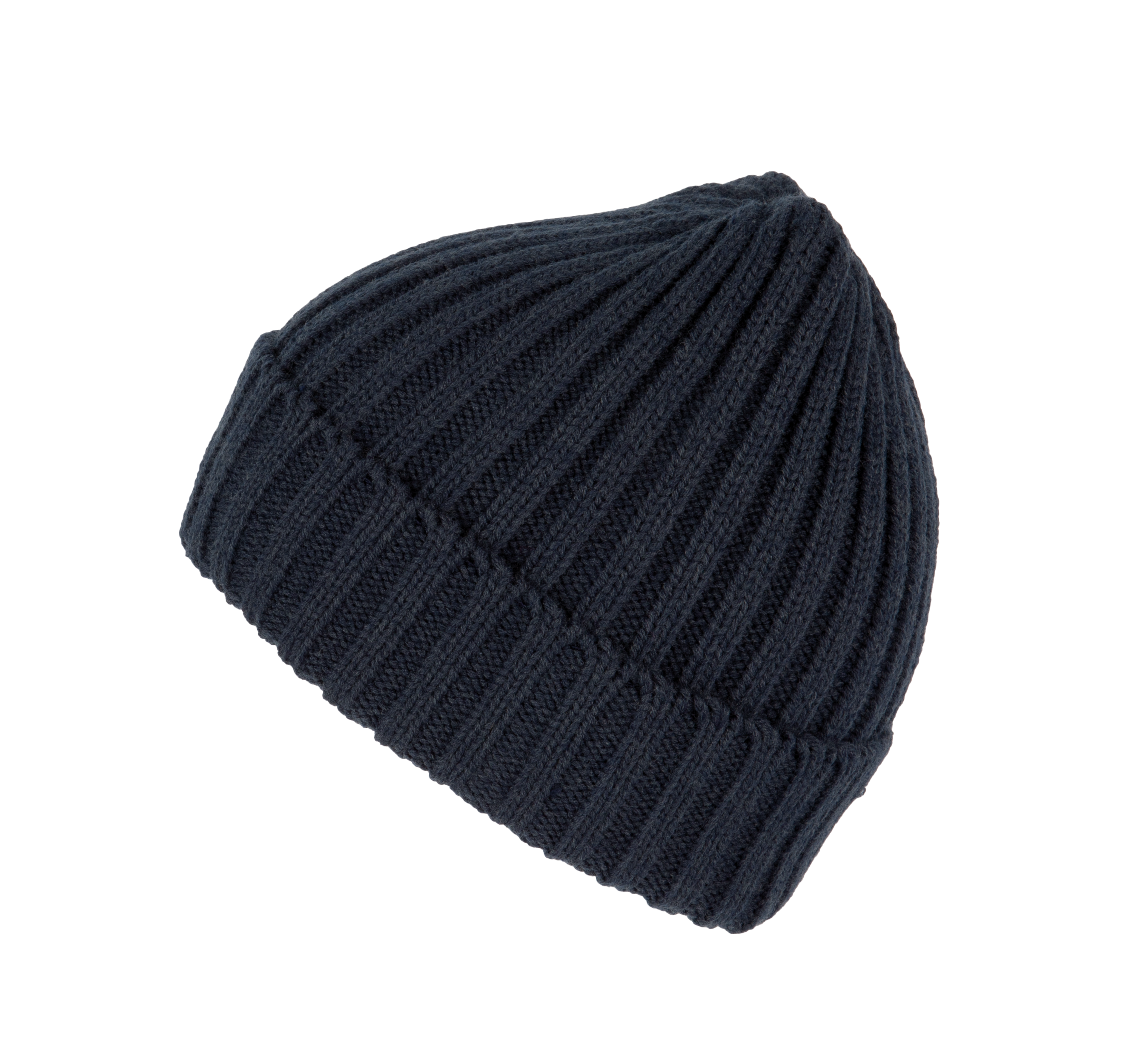 Gorro de punto canalé 2 x 1 con dobladillo