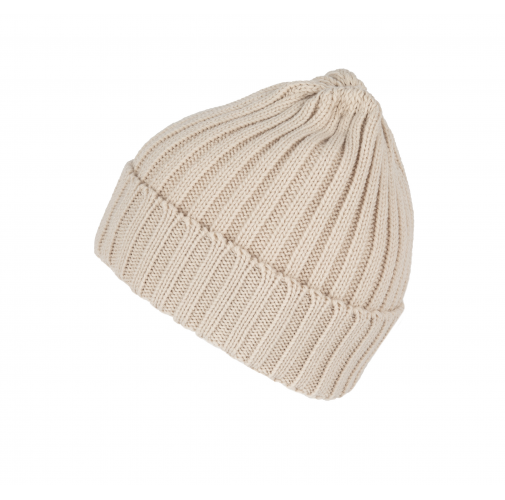 light sand Gorro de punto canalé 2 x 1 con dobladillo