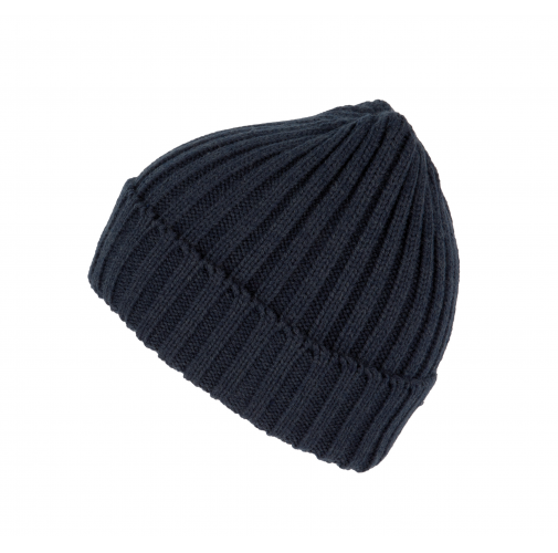 navy Gorro de punto canalé 2 x 1 con dobladillo