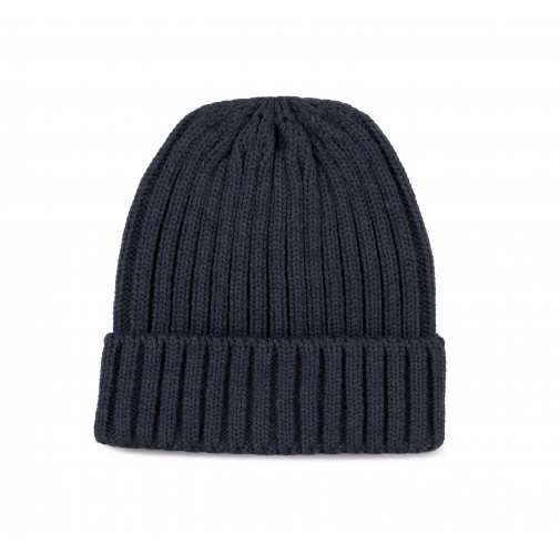 navy Gorro de punto canalé 2 x 1 con dobladillo