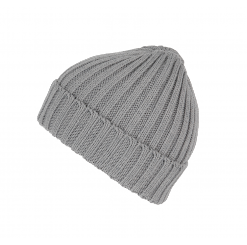 granite grey Gorro de punto canalé 2 x 1 con dobladillo
