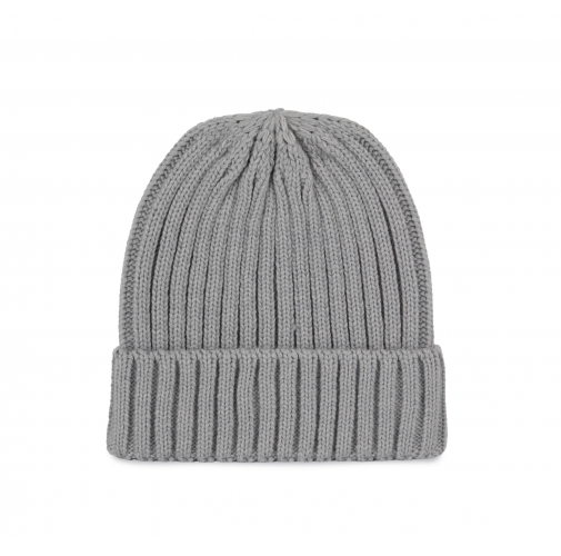 granite grey Gorro de punto canalé 2 x 1 con dobladillo