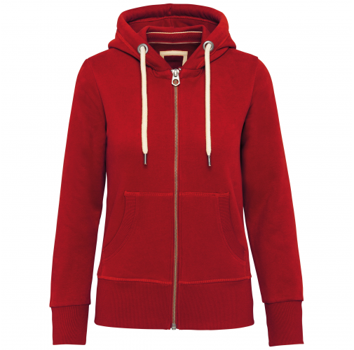 vintage dark red Sudadera vintage - cremallera y capucha mujer