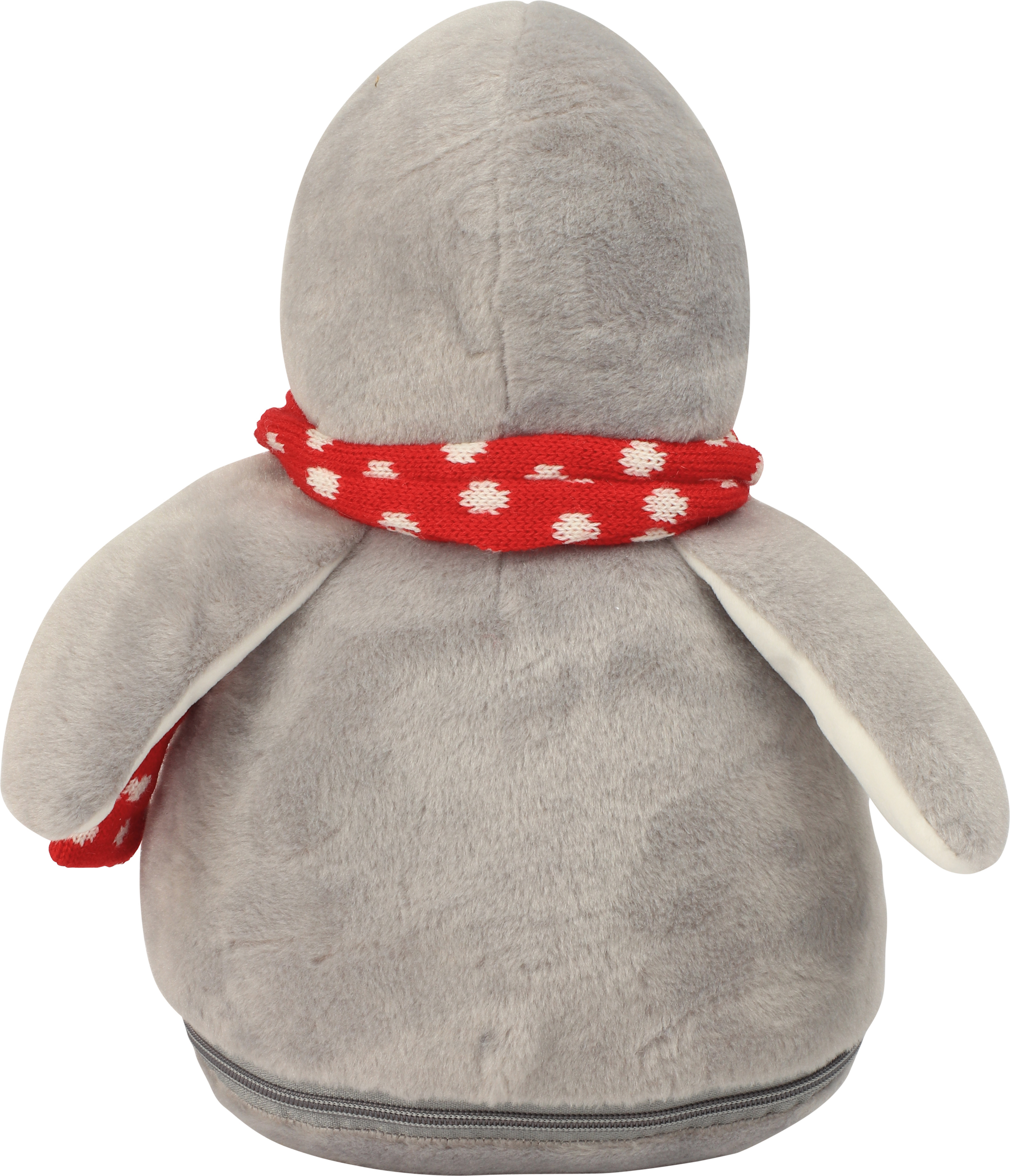 grey / white Pingüino de peluche con cremallera