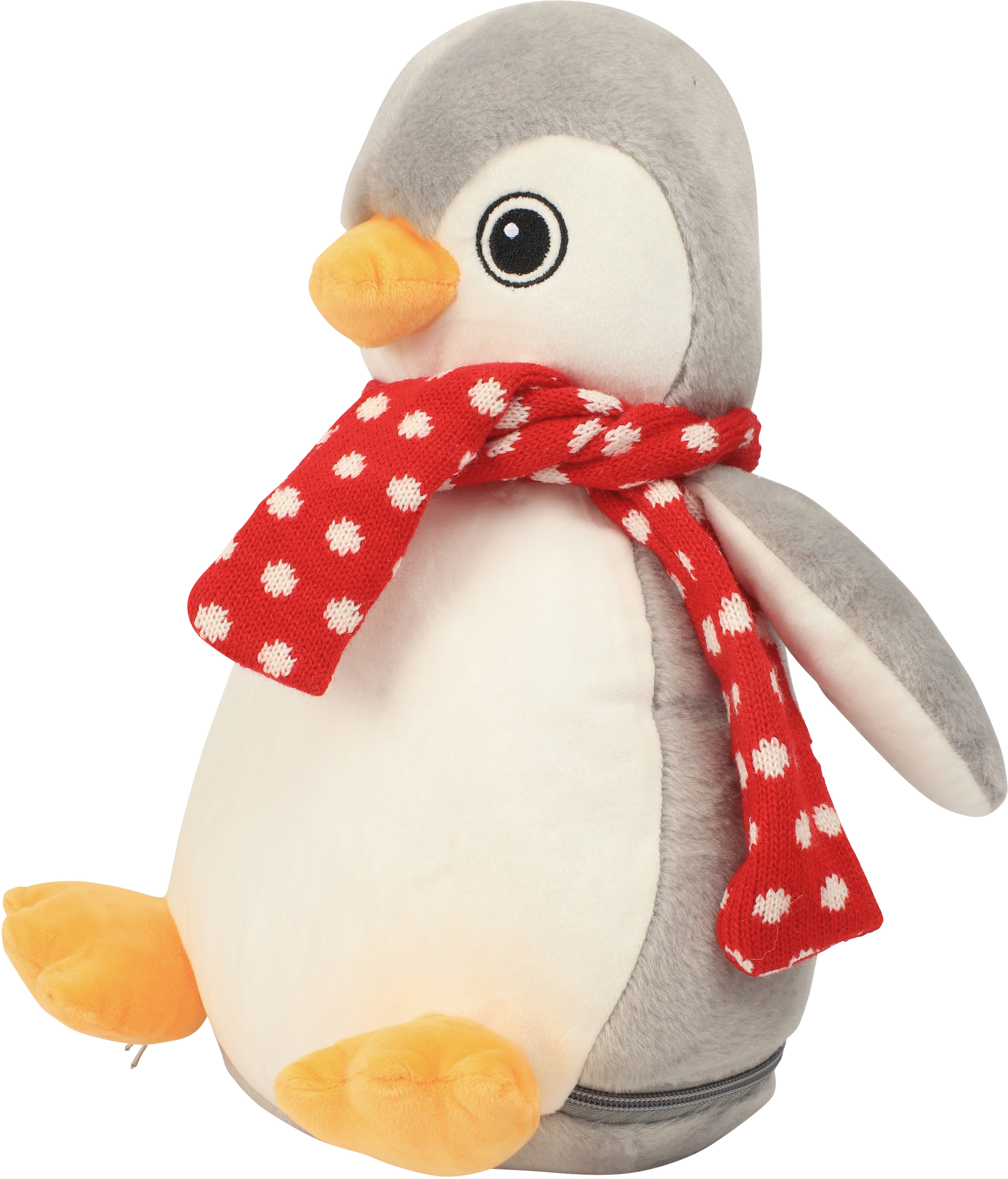 grey / white Pingüino de peluche con cremallera