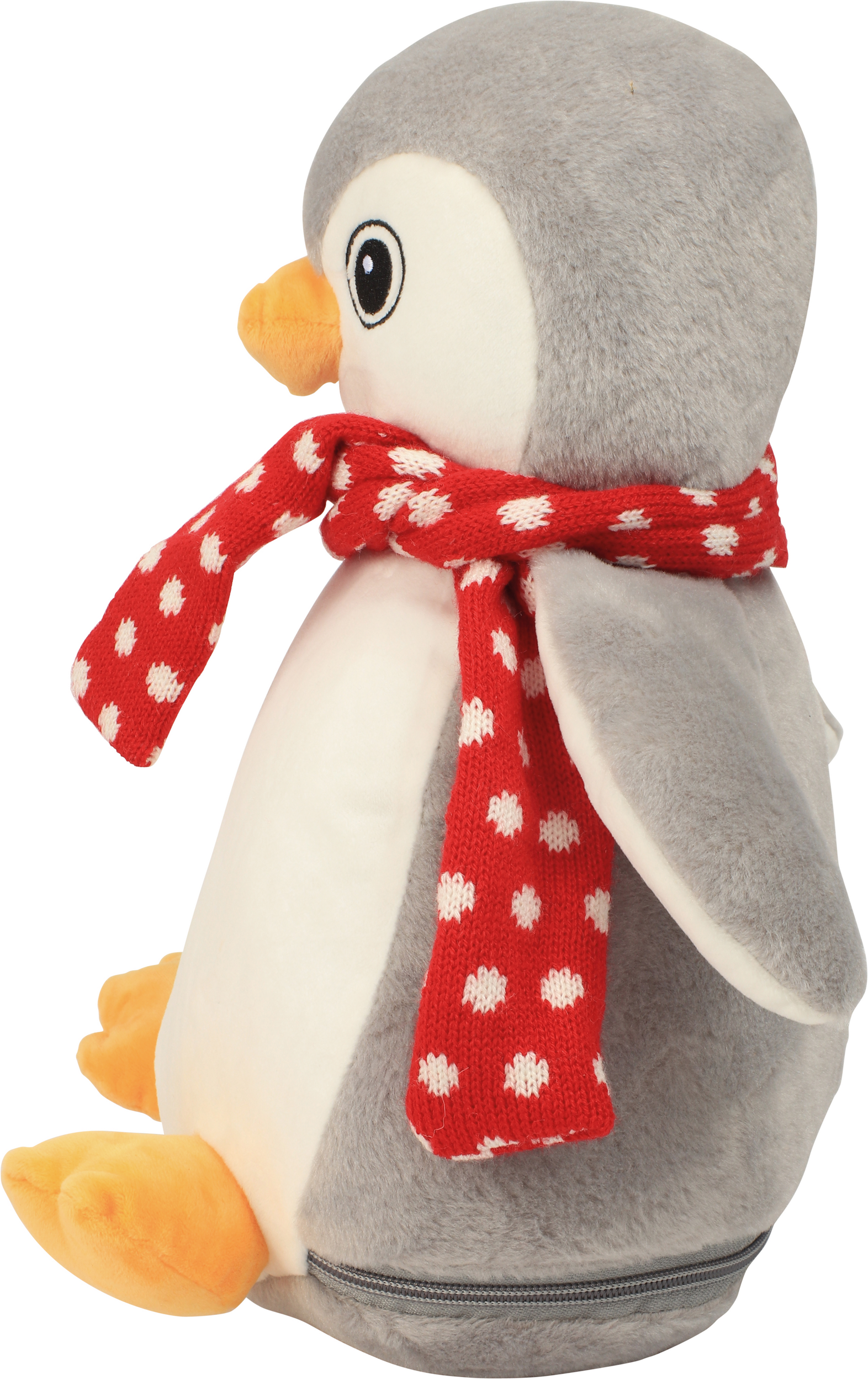grey / white Pingüino de peluche con cremallera