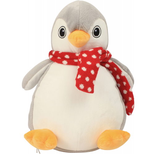 grey / white Pingüino de peluche con cremallera