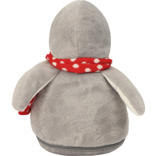 grey / white Pingüino de peluche con cremallera