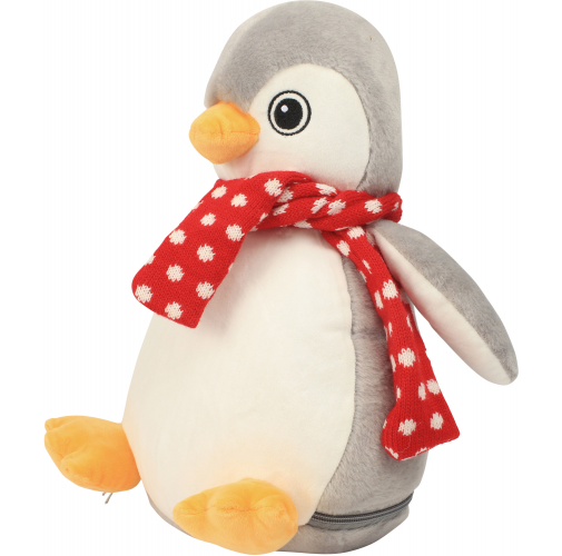 grey / white Pingüino de peluche con cremallera