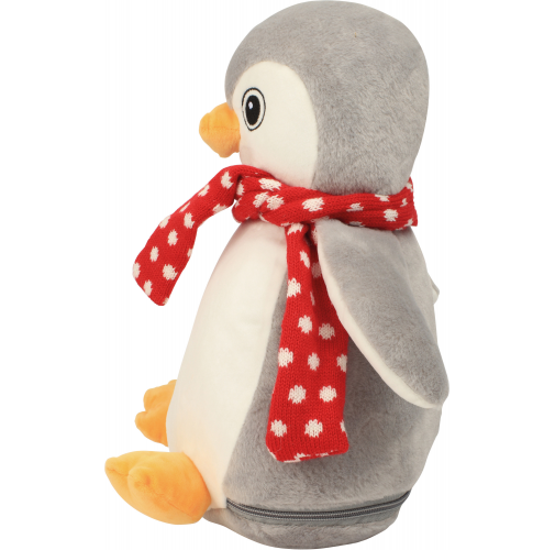 grey / white Pingüino de peluche con cremallera