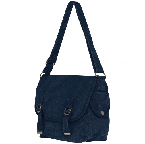 washed navy blue Bolsa con solapa ecorresponsable efecto lavado