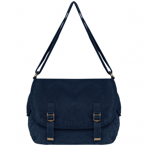 washed navy blue Bolsa con solapa ecorresponsable efecto lavado