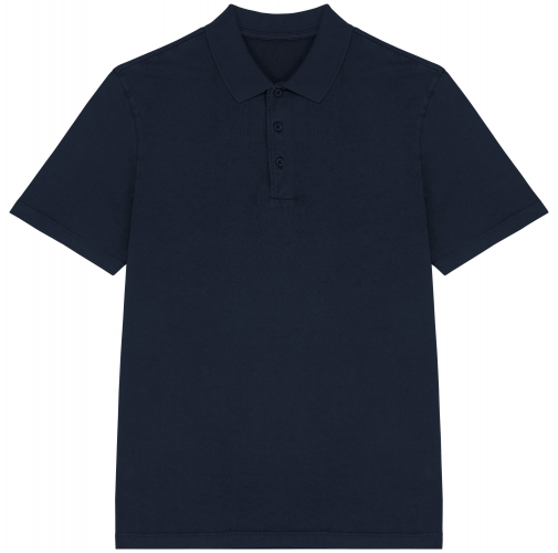 washed navy blue Polo ecorresponsable efecto lavado de punto jersey hombre