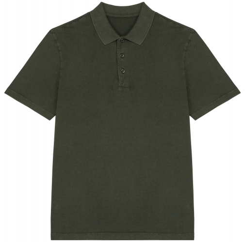 washed organic khaki Polo ecorresponsable efecto lavado de punto jersey hombre
