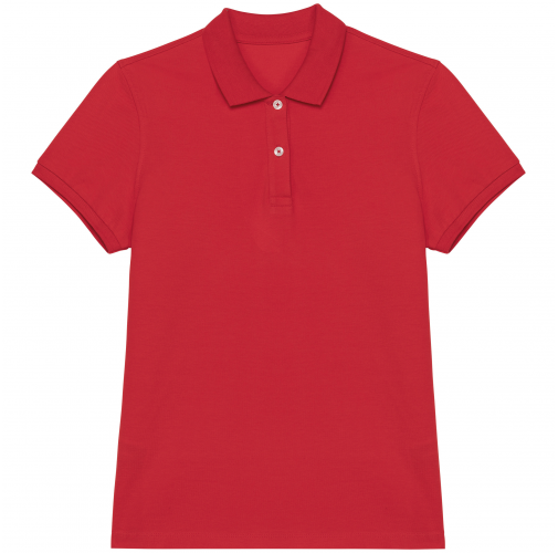 poppy red Polo ecorresponsable punto piqué mujer