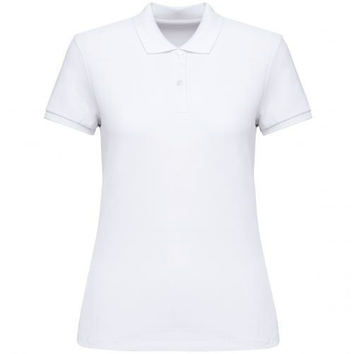 white Polo ecorresponsable punto piqué mujer