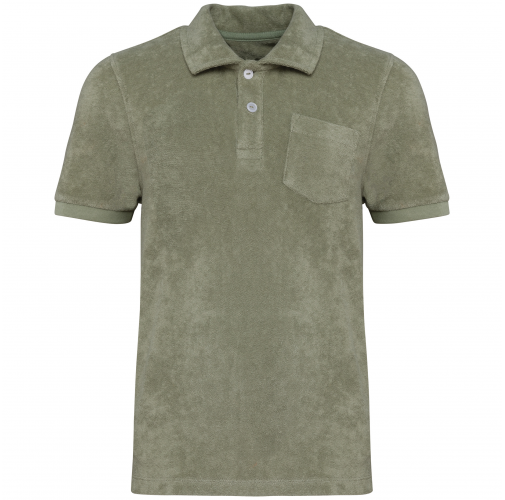almond green Polo ecorresponsable de rizo niño
