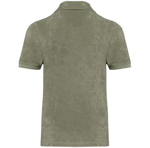 almond green Polo ecorresponsable de rizo niño