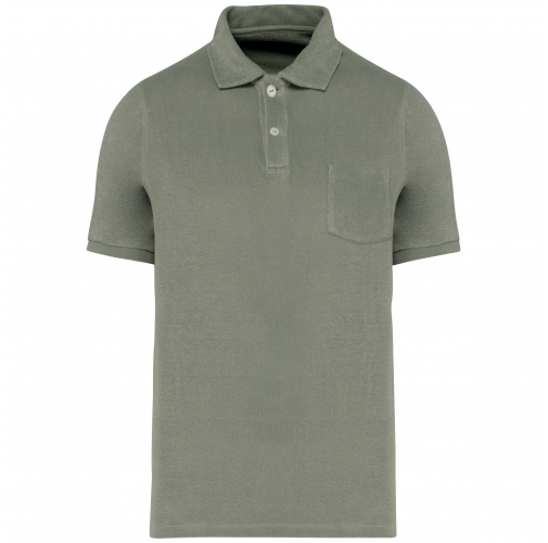 almond green Polo ecorresponsable de rizo hombre