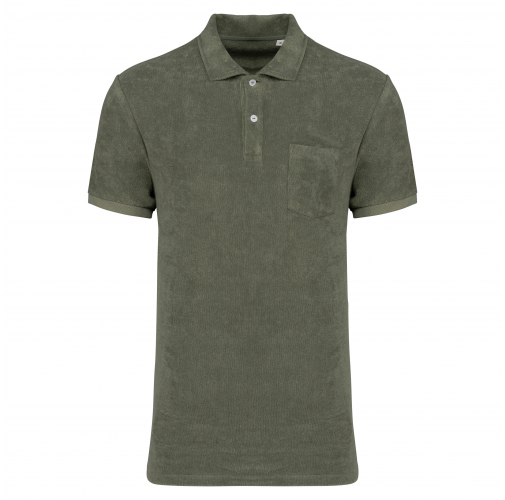 organic khaki Polo ecorresponsable de rizo hombre