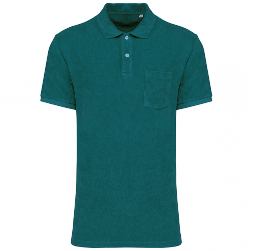 peacock green Polo ecorresponsable de rizo hombre