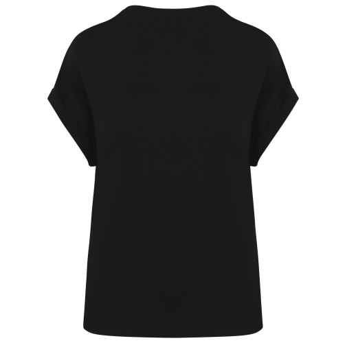 black Camiseta ecorresponsable mangas vueltas mujer
