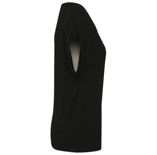 black Camiseta ecorresponsable mangas vueltas mujer