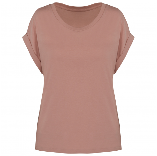 petal rose Camiseta ecorresponsable mangas vueltas mujer