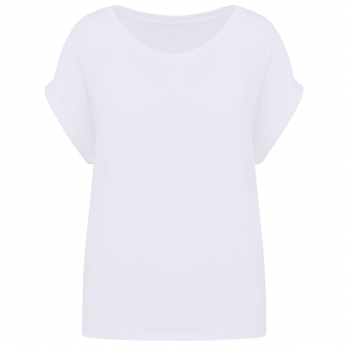 white Camiseta ecorresponsable mangas vueltas mujer