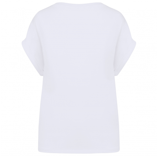 white Camiseta ecorresponsable mangas vueltas mujer