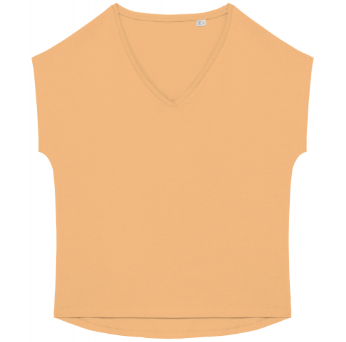 apricot Camiseta ecorresponsable holgada con cuello de pico mujer