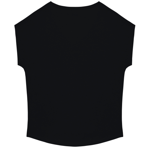 black Camiseta ecorresponsable holgada con cuello de pico mujer