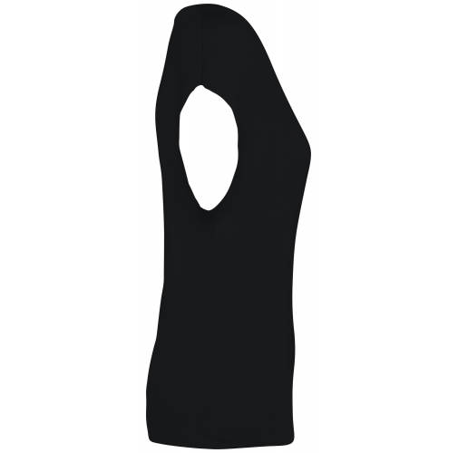 black Camiseta ecorresponsable holgada con cuello de pico mujer