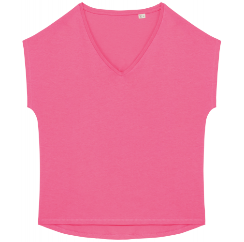 candy rose Camiseta ecorresponsable holgada con cuello de pico mujer