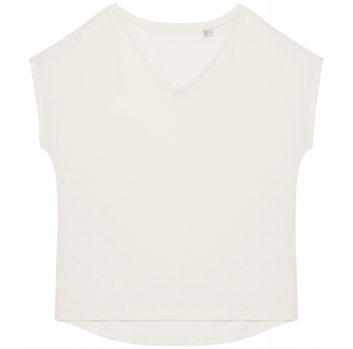 ivory Camiseta ecorresponsable holgada con cuello de pico mujer