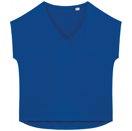 sea blue Camiseta ecorresponsable holgada con cuello de pico mujer