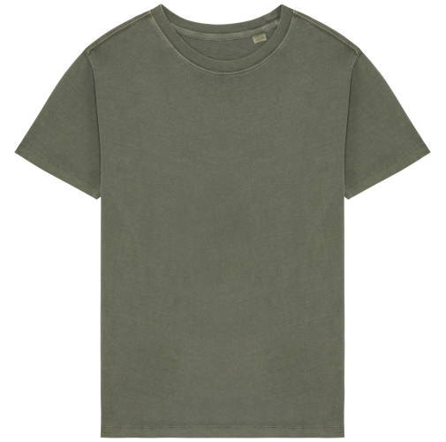 washed organic khaki Camiseta ecorresponsable efecto lavado mujer