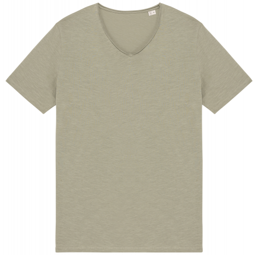 almond green Camiseta ecorresponsable slub con bordes sin rematar hombre
