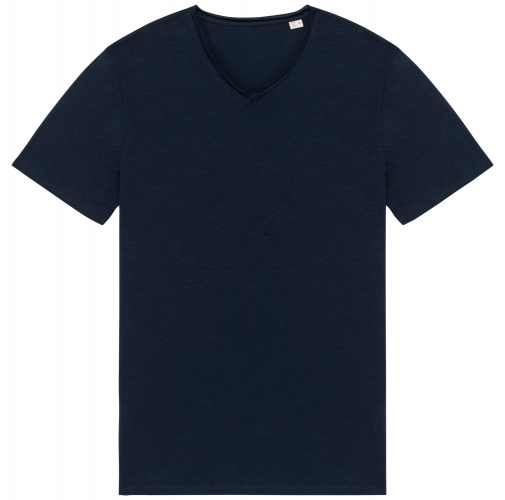 navy blue Camiseta ecorresponsable slub con bordes sin rematar hombre