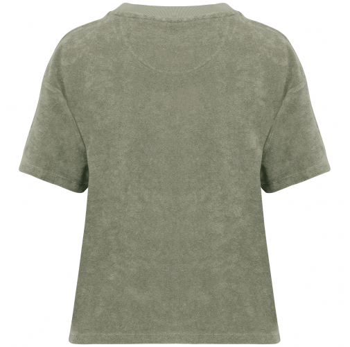 almond green Camiseta ecorresponsable de rizo mujer