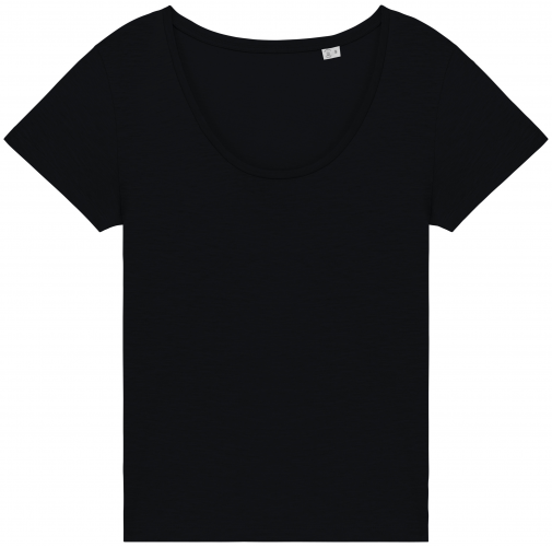 black Camiseta ecorresponsable slub mujer