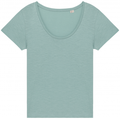 jade green Camiseta ecorresponsable slub mujer