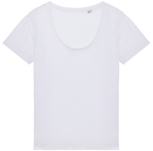 white Camiseta ecorresponsable slub mujer