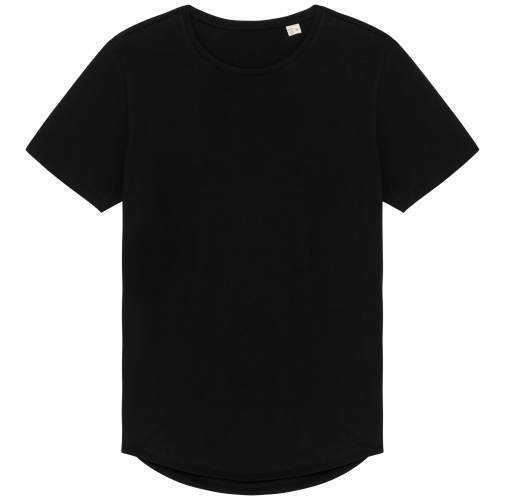black Camiseta con dobladillo redondeado hombre