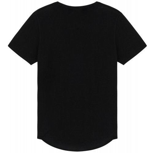 black Camiseta con dobladillo redondeado hombre